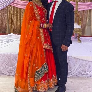 Red lehenga with heavy kameez!